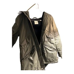 SAM coat, Size S, Military green with blue fur trim